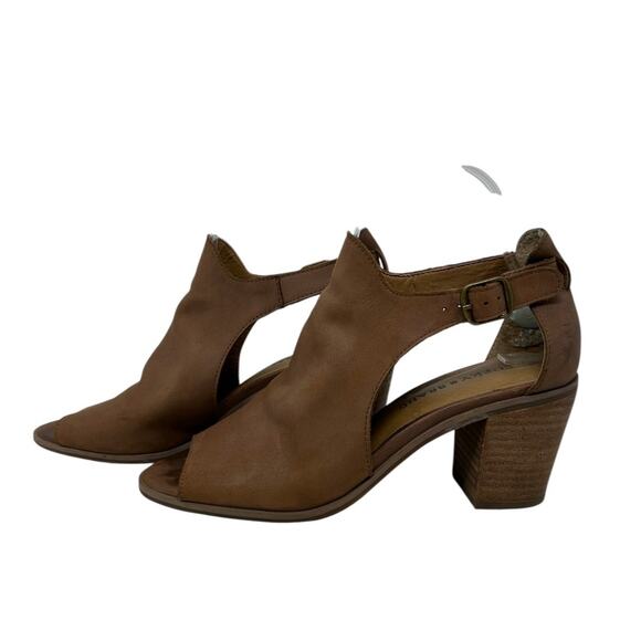Lucky Brand Brown Suede Leather Open Toe Heeled Shoes size 8M - Picture 9 of 16